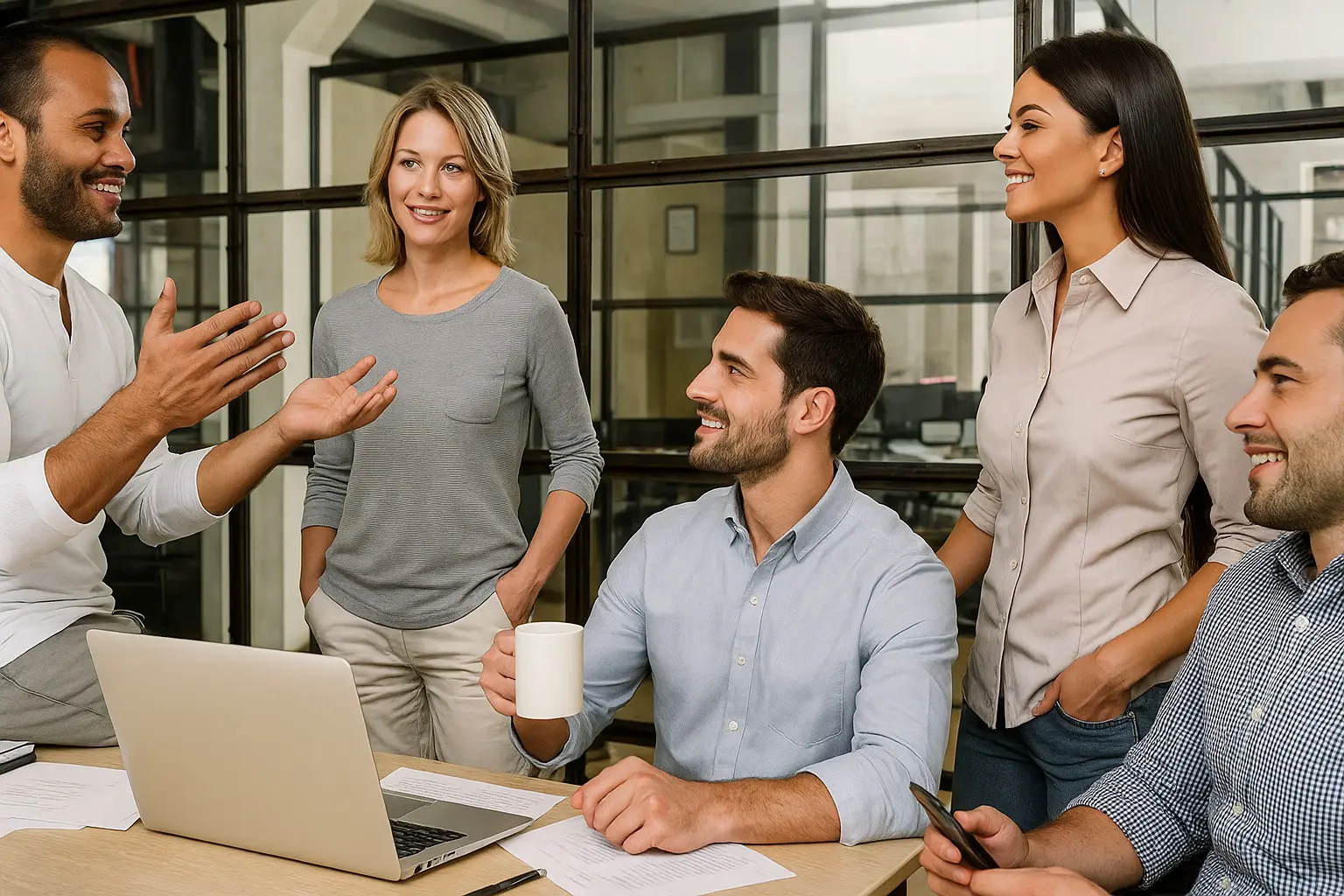 Team meeting discussing martech solutions